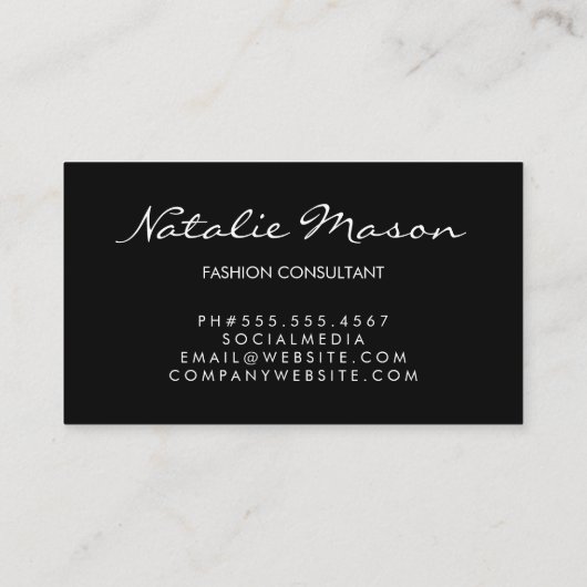 Modernes Minimalistisches Monogramm auf Schwarz/Go Visitenkarte (Rückseite)