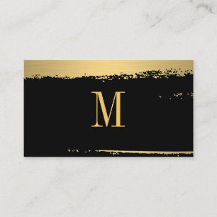 Modernes Minimalistisches Monogramm auf Schwarz/Go Visitenkarte