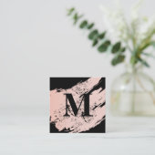 Modernes Minimalistisches Monogramm auf Schwarz/Ro Quadratische Visitenkarte (Stehend Vorderseite)