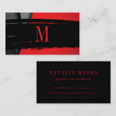 Modernes Minimalistisches Monogramm auf Schwarz/Ro Visitenkarte (Vorne/Hinten)