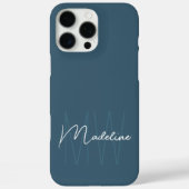 Modernes Minimalistisches Monogramm Blau Case-Mate iPhone Hülle (Rückseite)