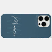 Modernes Minimalistisches Monogramm Blau Case-Mate iPhone Hülle (Rückseite (Horizontal))