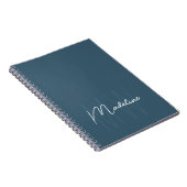 Modernes Minimalistisches Monogramm Blau Notizblock (Rechte Seite)