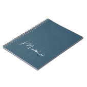 Modernes Minimalistisches Monogramm Blau Notizblock (Linke Seite)