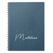 Modernes Minimalistisches Monogramm Blau Notizblock (Vorderseite)
