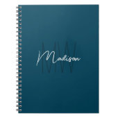 Modernes minimalistisches Monogramm Blau Notizblock (Vorderseite)