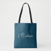 Modernes minimalistisches Monogramm Blau Tasche (Vorderseite)