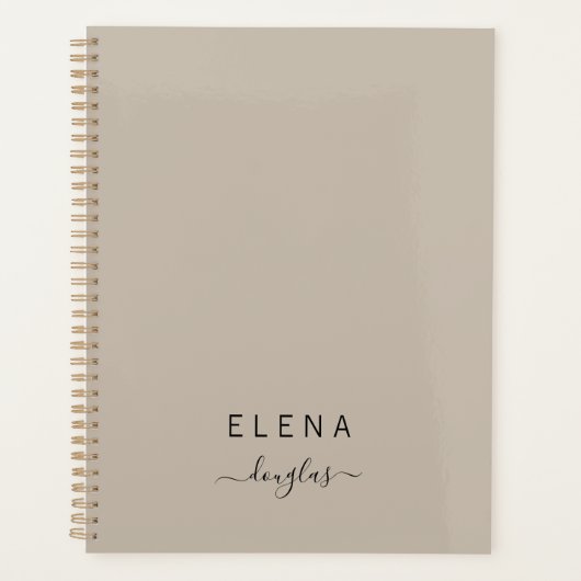 Modernes Minimalistisches Monogramm-Braunes Neutra Planer (Vorderseite)