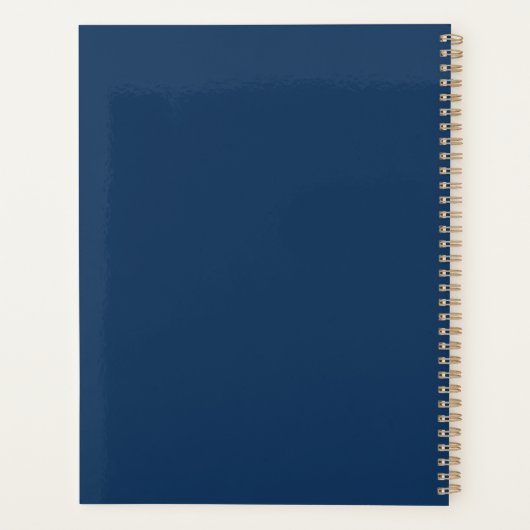 Modernes Minimalistisches Monogramm Custom Blue Planer (Rückseite)