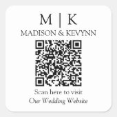 Modernes Minimalistisches Monogramm, das Ihren QR- Quadratischer Aufkleber (Vorderseite)
