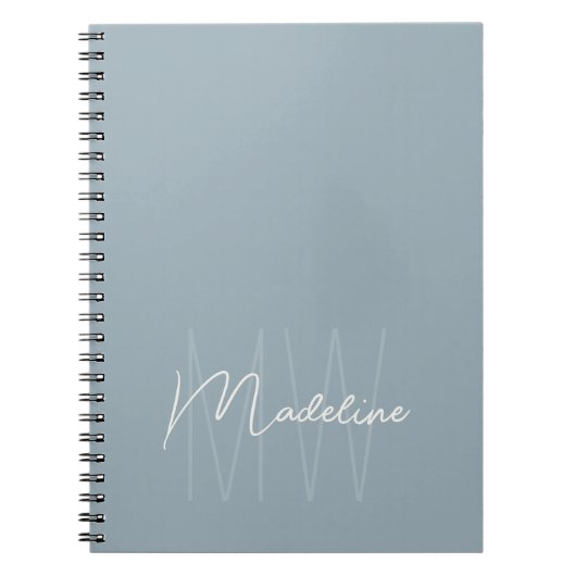 Modernes Minimalistisches Monogramm Dusty Blue Notizblock (Vorderseite)