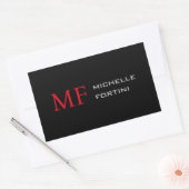 Modernes Minimalistisches Monogramm Erstschwarzes  Rechteckiger Aufkleber (Umschlag)