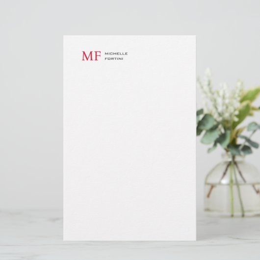 Modernes Minimalistisches Monogramm Erstweises Sch Briefpapier (Stehend Vorderseite)