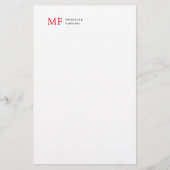 Modernes Minimalistisches Monogramm Erstweises Sch Briefpapier (Vorderseite)