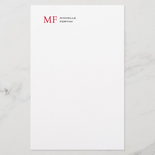 Modernes Minimalistisches Monogramm Erstweises Sch Briefpapier (Vorderseite)