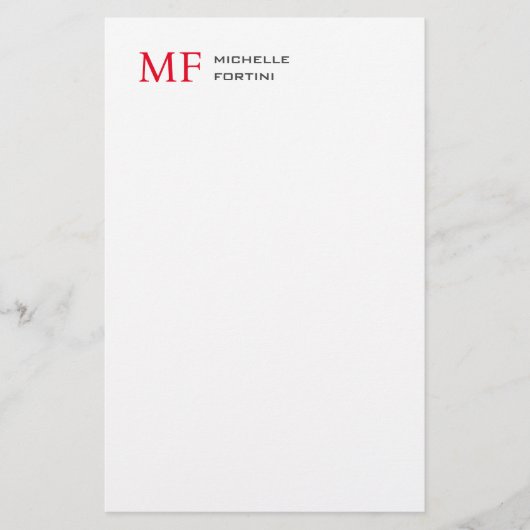 Modernes Minimalistisches Monogramm Erstweises Sch Briefpapier (Vorderseite)