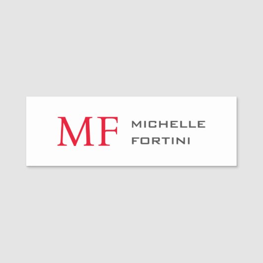 Modernes Minimalistisches Monogramm Erstweises Sch Namensschild (Vorderseite)