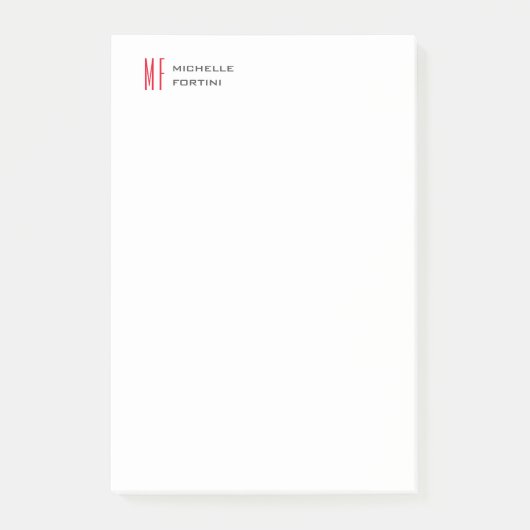 Modernes Minimalistisches Monogramm Erstweises Sch Post-it Klebezettel (Vorderseite)