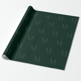 Modernes Minimalistisches Monogramm für Tiefwald Geschenkpapier