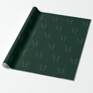 Modernes Minimalistisches Monogramm für Tiefwald Geschenkpapier