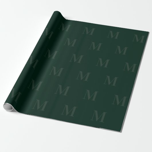 Modernes Minimalistisches Monogramm für Tiefwald Geschenkpapier (Ungerollt)
