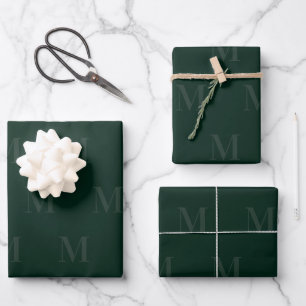 Modernes Minimalistisches Monogramm für Tiefwald Geschenkpapier Set