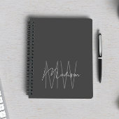 Modernes Minimalistisches Monogramm Grau Notizblock