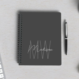 Modernes Minimalistisches Monogramm Grau Notizblock