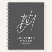 Modernes Minimalistisches Monogramm Grau Notizblock (Vorderseite)