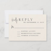 Modernes Minimalistisches Monogramm-Hochzeitsraste RSVP Karte (Vorderseite)