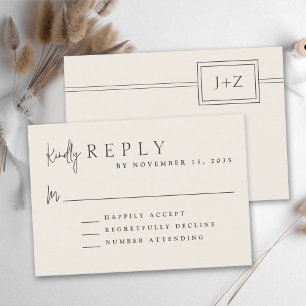 Modernes Minimalistisches Monogramm-Hochzeitsraste RSVP Karte