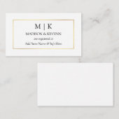 Modernes Minimalistisches Monogramm-Hochzeitsregis Begleitkarte (Vorne/Hinten)