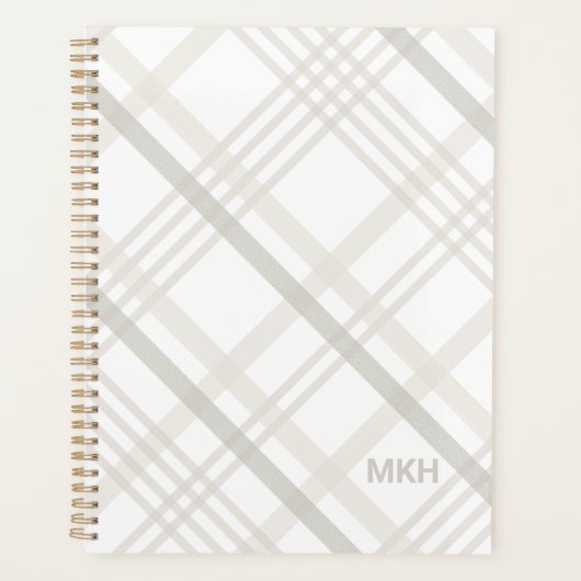 Modernes Minimalistisches Monogramm Initial Elegan Planer (Vorderseite)