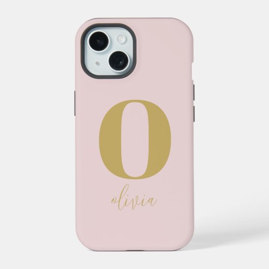 Modernes Minimalistisches Monogramm iPhone 15 Hülle (Rückseite)