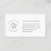 Modernes, minimalistisches Monogramm, Logo, Kreis, Visitenkarte (Vorderseite)