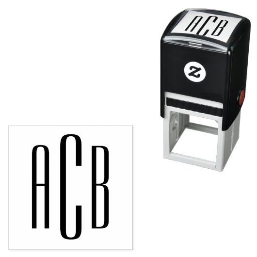 Modernes Minimalistisches Monogramm mit drei Buchs Permastempel (Beispiel)