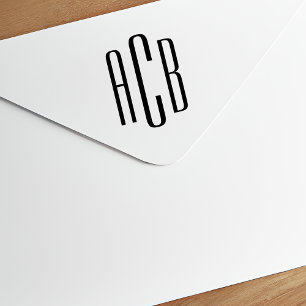 Modernes Minimalistisches Monogramm mit drei Buchs Permastempel