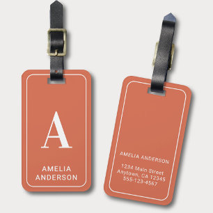 Modernes minimalistisches Monogramm mit Namen - Te Gepäckanhänger