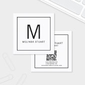 Modernes Minimalistisches Monogramm mit Qr-Code Quadratische Visitenkarte