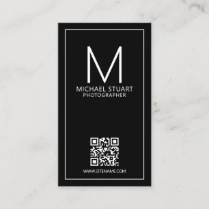 Modernes Minimalistisches Monogramm mit Qr-Code Visitenkarte