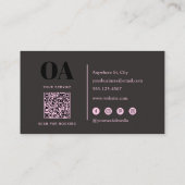 Modernes Minimalistisches Monogramm mit QR-Code Visitenkarte (Rückseite)