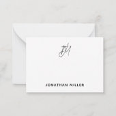 Modernes Minimalistisches Monogramm Mitteilungskarte (Rückseite)