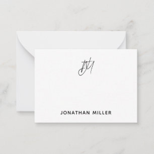 Modernes Minimalistisches Monogramm Mitteilungskarte