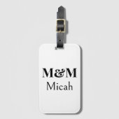 Modernes Minimalistisches Monogramm Moderne Luxus  Gepäckanhänger (Vorderseite Vertikal)