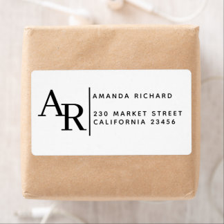 Modernes minimalistisches Monogramm Name & Adresse