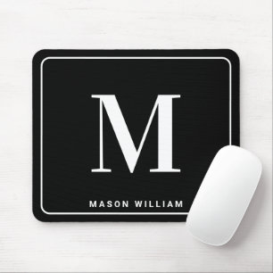 Modernes minimalistisches Monogramm & Name - Stilv Mousepad