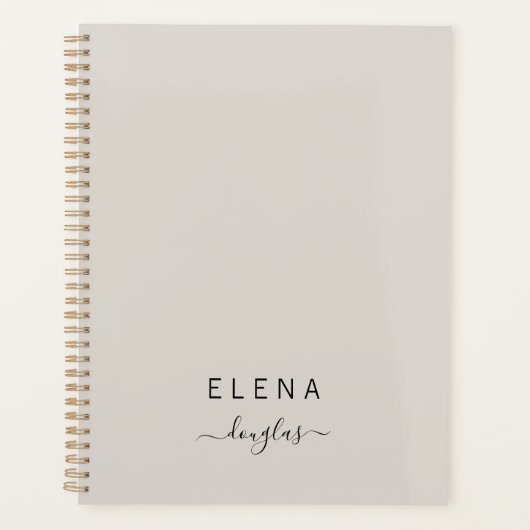 Modernes Minimalistisches Monogramm-Neutralskript Planer (Vorderseite)