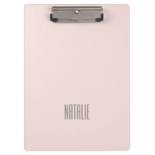 Modernes, minimalistisches Monogramm niedlich rosa Klemmbrett