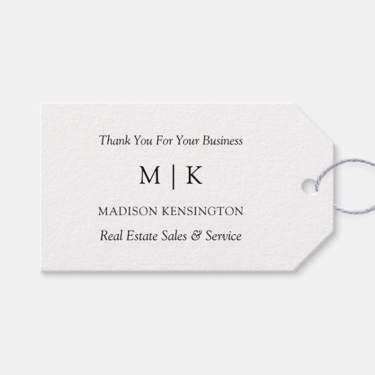 Modernes Minimalistisches Monogramm- oder Add-Logo Geschenkanhänger (Vorderseite (Horizontal))