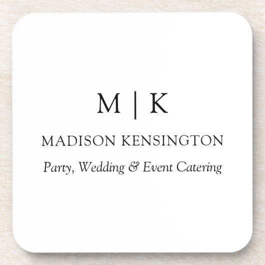 Modernes Minimalistisches Monogramm- oder Add-Logo Getränkeuntersetzer (Vorderseite)